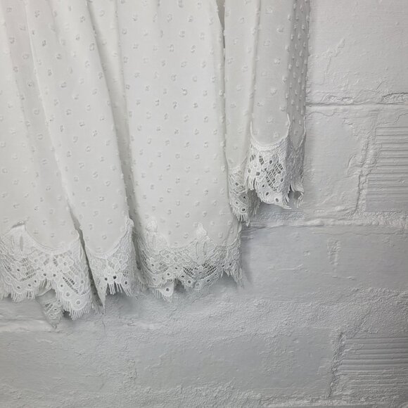 Lulus Women's Small Meadowlark Romper Jumper Swiss Dot Lace White - Picture 3 of 5